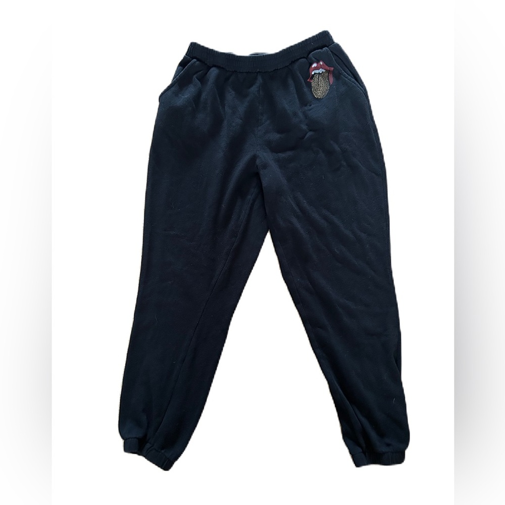 The Rolling Stones Pants Womens Large Black Jogger Rock Music Lounge PJ Bottom